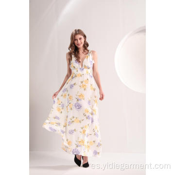 Vestido largo de verano con estampado floral para mujer